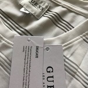 Guess male T-shirt #white #permeablestripes #male